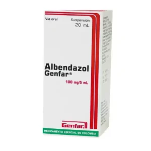 Albendazol Genfar 100 mg/5 mL – Suspensión oral, frasco x 20 mL