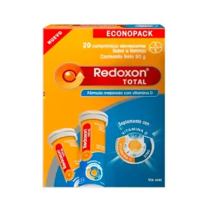 Redoxon Total Econopack Sabor Naranja Tabletas Efervecentes Paquete X 2 Tubos X 10 Unidades